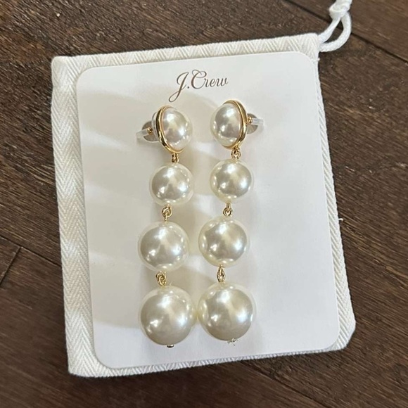 J.Crew-Pearl ball drop earrings-brand new with tags - Picture 2 of 4
